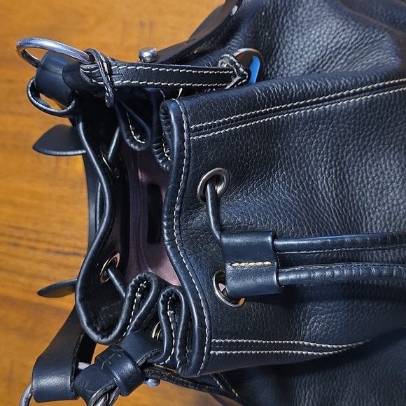 Dooney & Bourke Black Leather Drawstring Bag - Picture 11 of 16